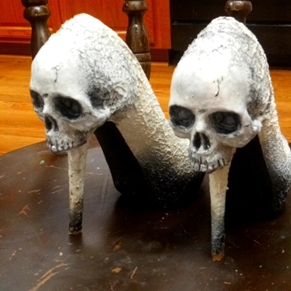 Etsy bought hand painted skull heels